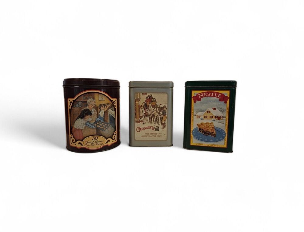 Vintage Style Cookie & Chocolate Tins Lot of 3 Nestlé Toll House & Cadbury